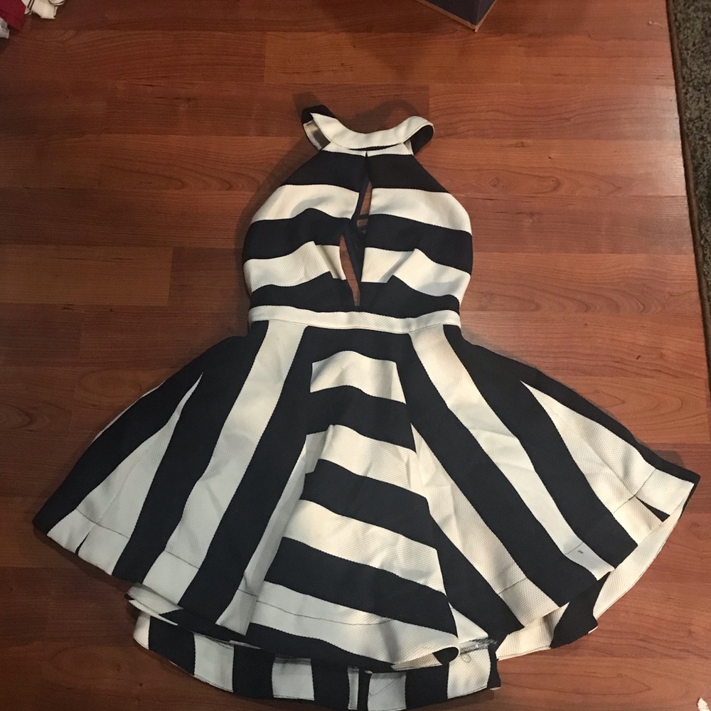 Blue and white stripe dress